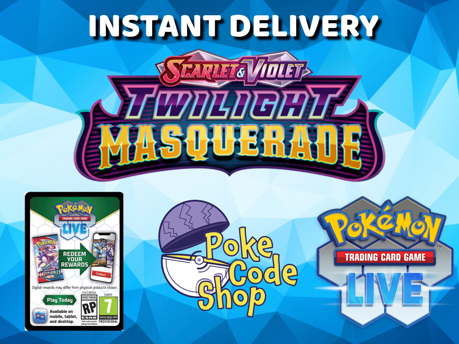 50 x TWILIGHT MASQUERADE Live Pokemon Booster Codes Online INSTANT QR EMAIL