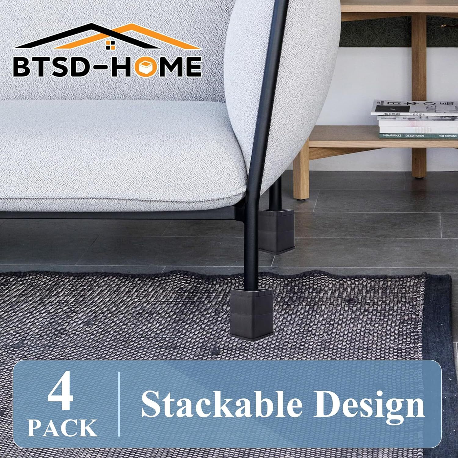 BTSD-home Bed Risers 3 or 6 Inch Heavy Duty Stackable Furniture Risers for Sofa