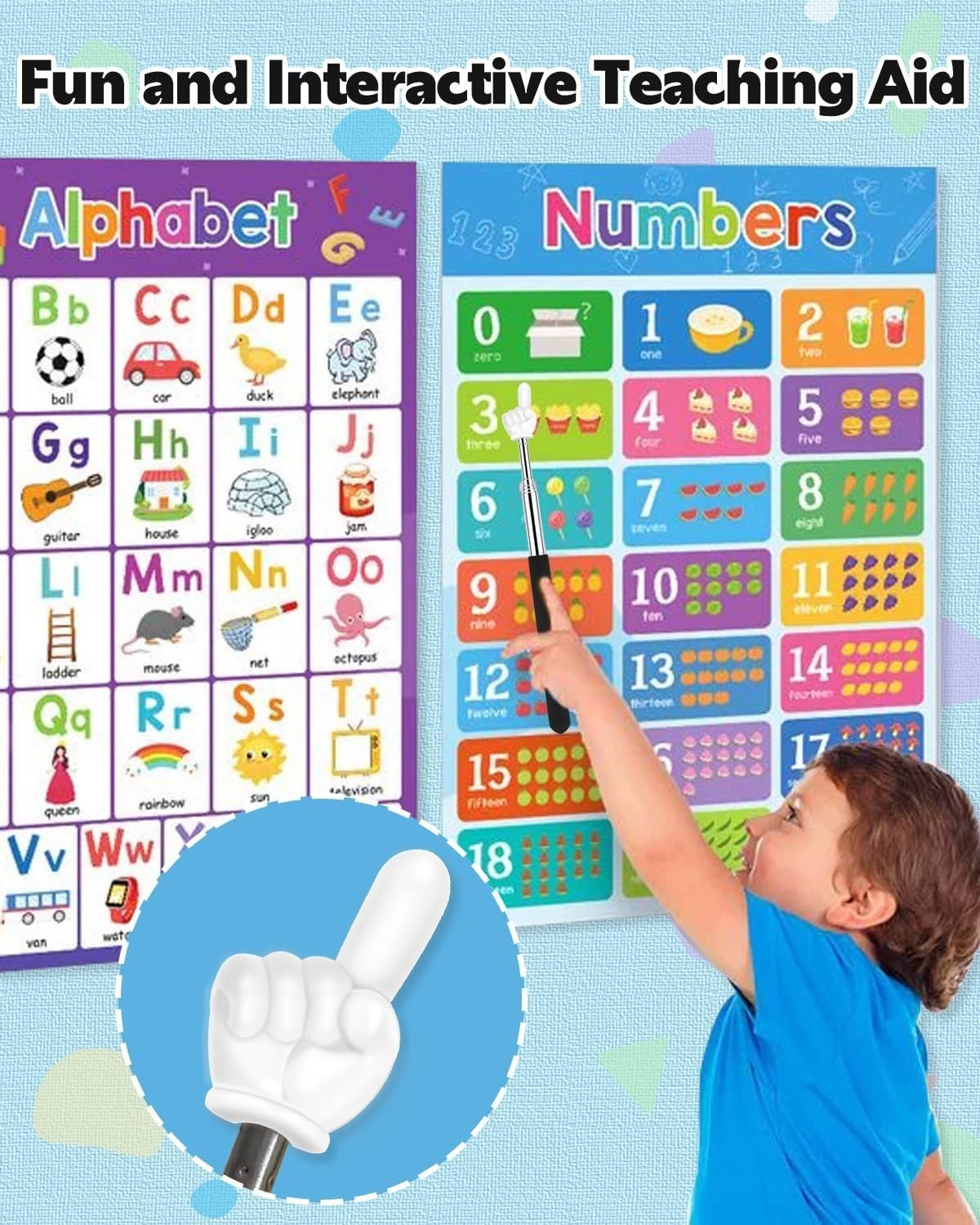 Retractable Teacher Pointer for Classroom Kids Reading, Dumero Extendable Finger