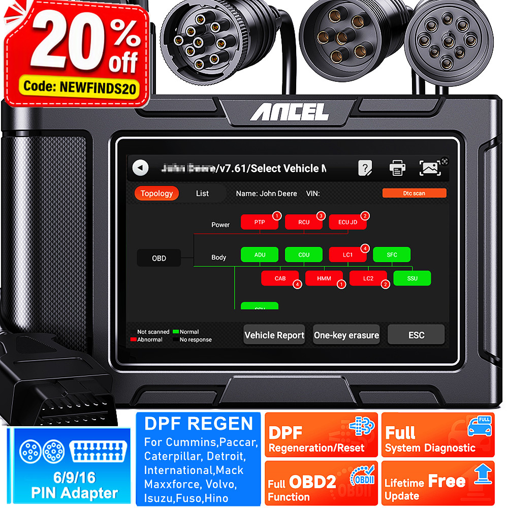 Heavy Duty Truck Scanner Diesel DPF Regen Tool OBD2 Code Reader Full System Scan