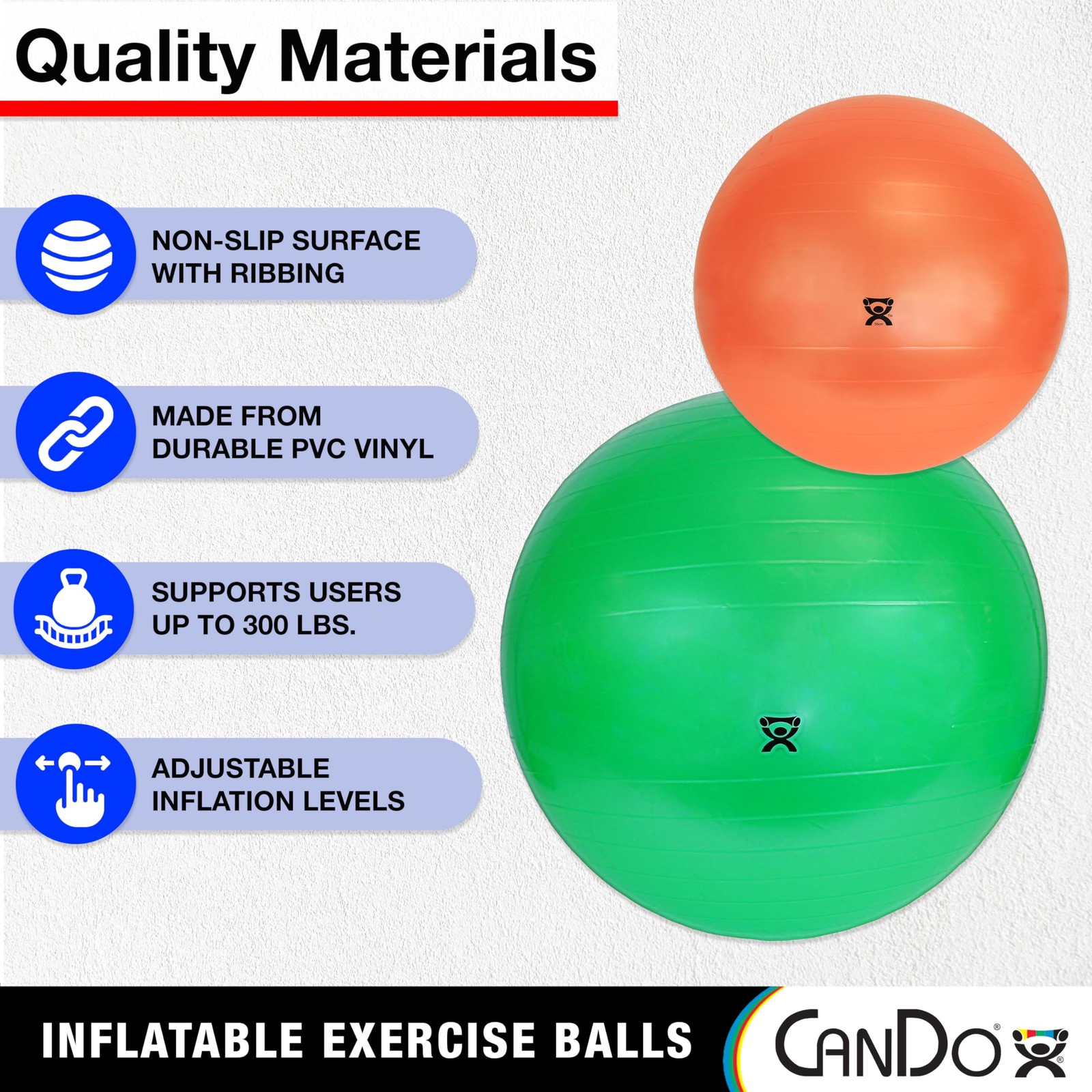 CanDo Inflatable Exercise Ball - Blue 11.8", Durable Extra Thick Non-Slip Sta...