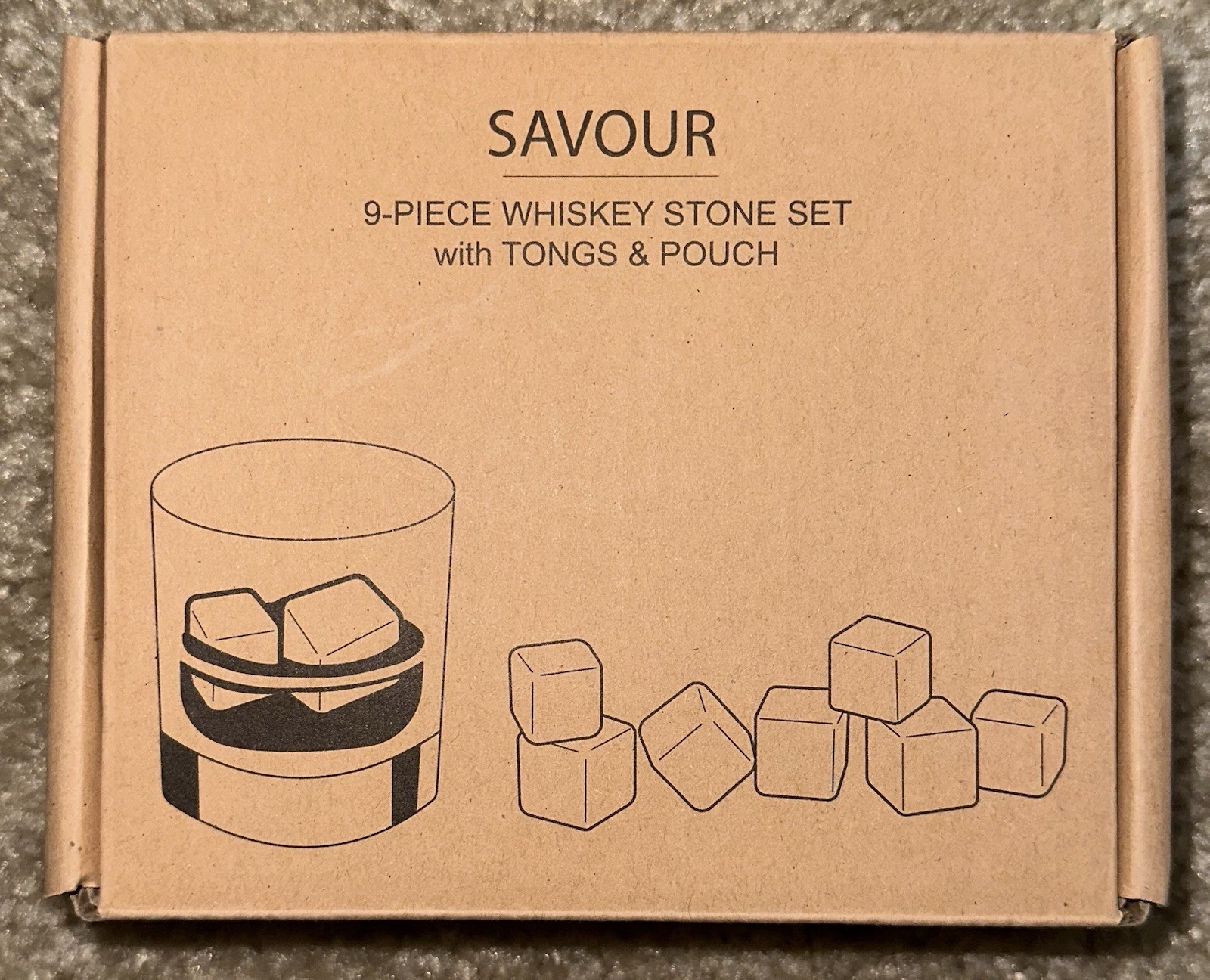 Whiskey Stones Gifts Set 9 Granite Chilling Stones Whisky Rocks with Tongs Pouch