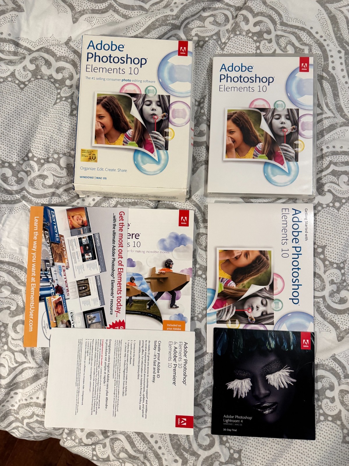 Adobe Photoshop Elements 10 for PC & Mac with Serial Number - 4 CDs Total