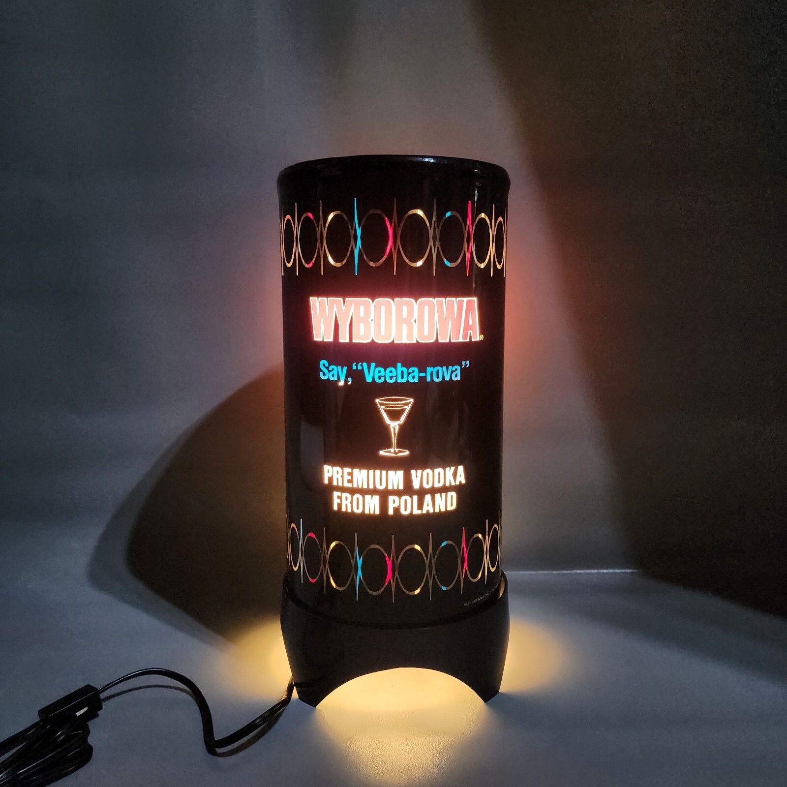 Vintage Wyborowa Vodka Lighted Motion Display Lamp Color Changing Light 13 1/4