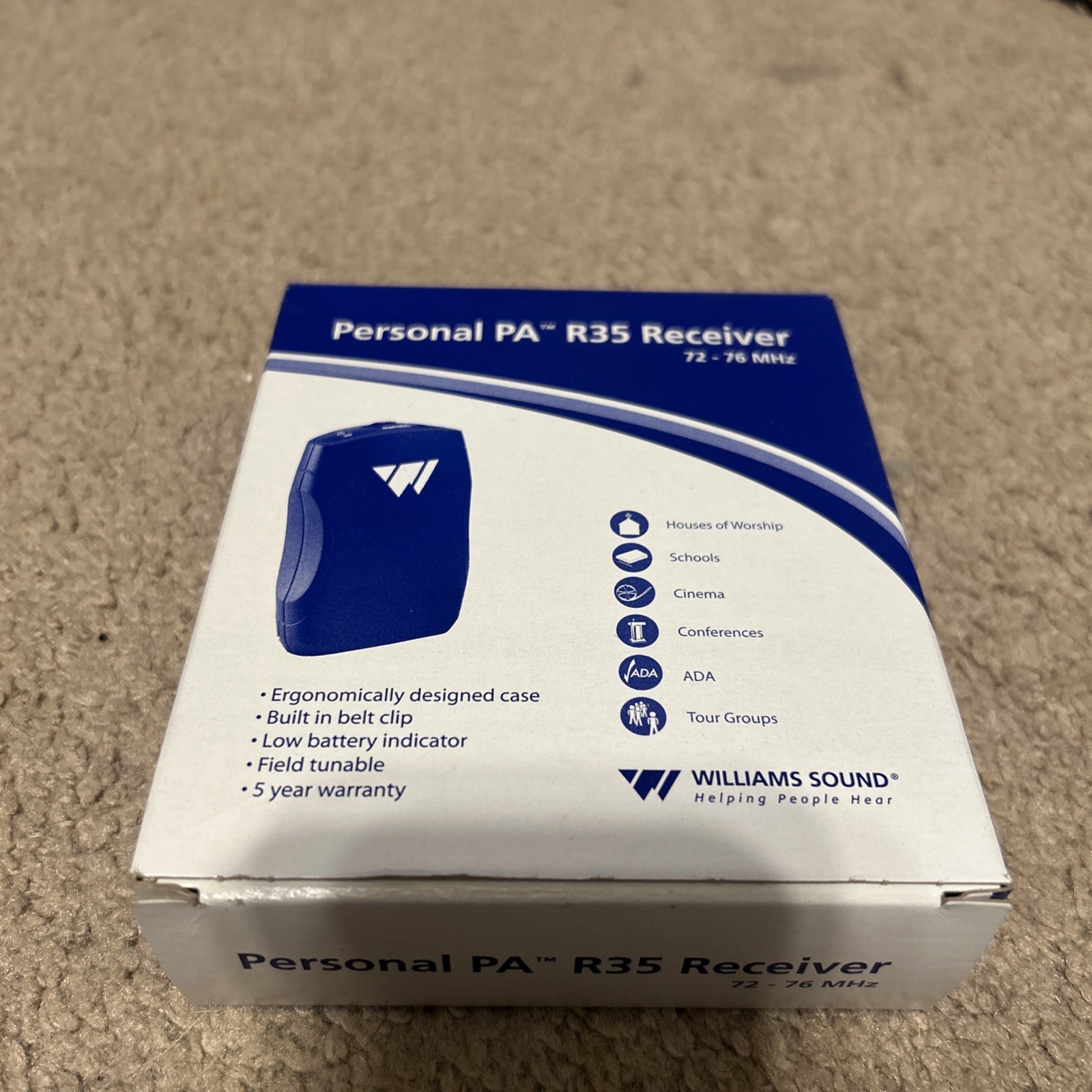 Williams Sound Personal PA FM Receiver Model R35-NIB