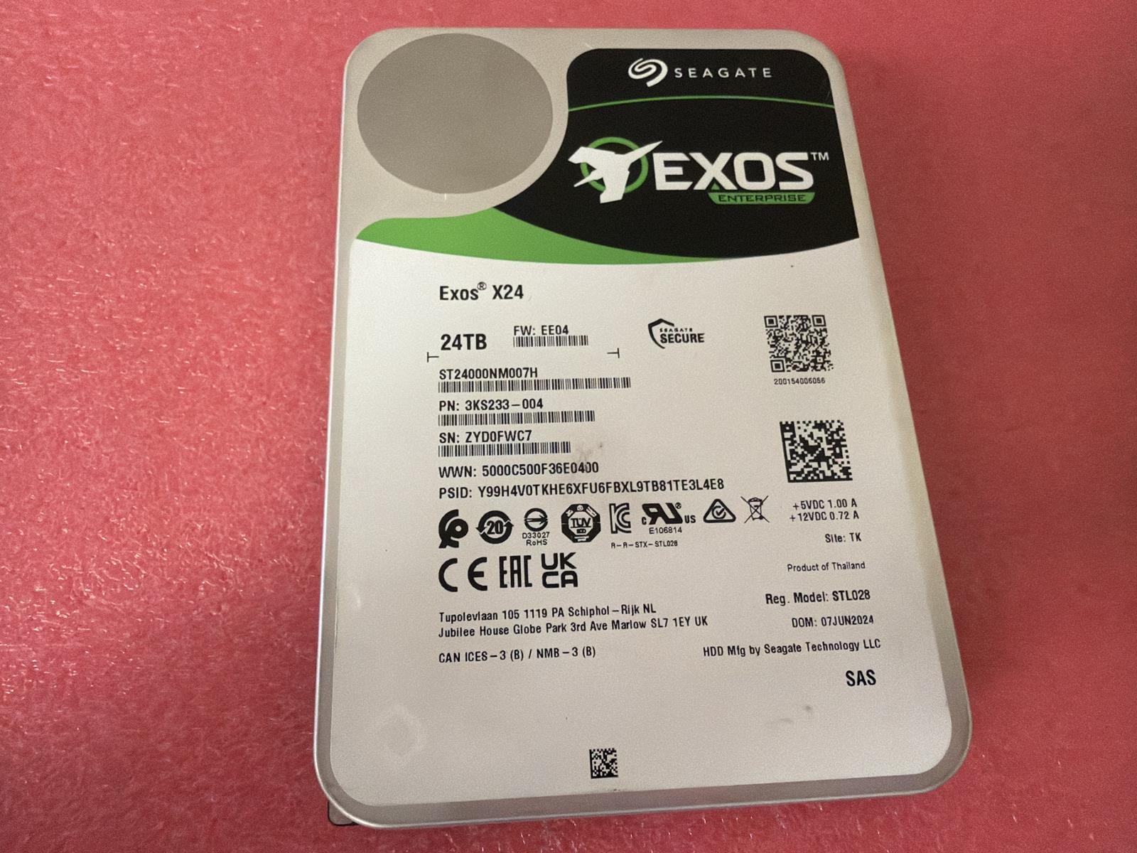 SEAGATE ST24000NM007H 24TB 3.5 SAS ENTERPRISE HDD EXOS X24
