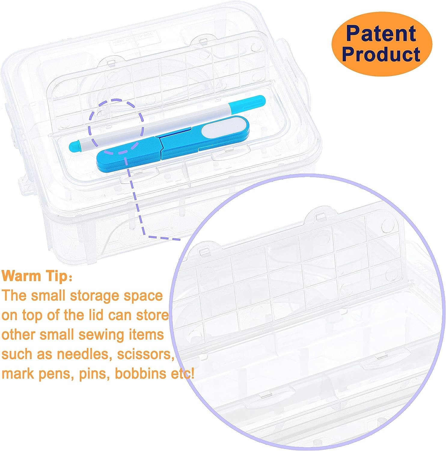 4-Layer Stackable Clear Storage Box for 80 Sewing Thread Spools - Durable Design