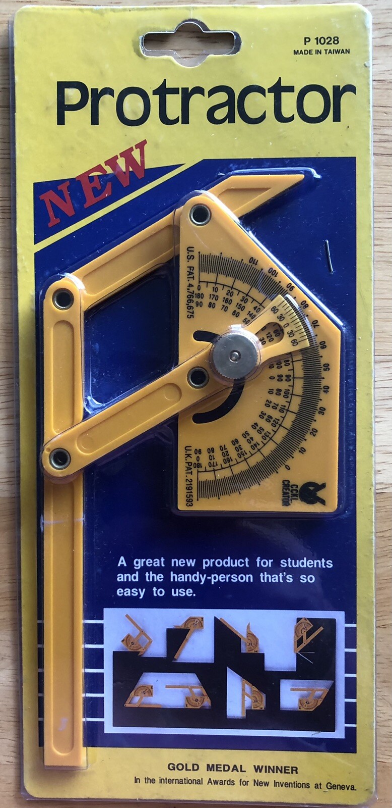 Vtg Protractor New P 1028 Gold Medal Winner Award / New Inventions / Geneva New