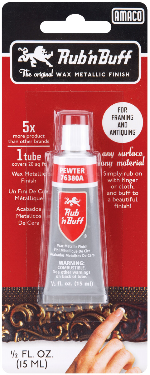 Rub 'n Buff Metallic Wax Finish .5oz-Pewter (Pack of 3)