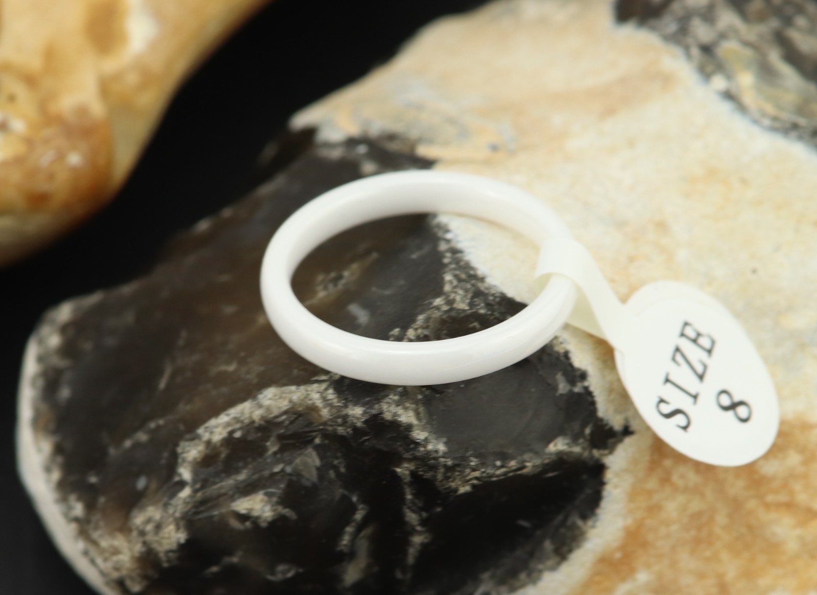 White Ceramic Wedding Ring: Elegant Minimalist Band (3mm)