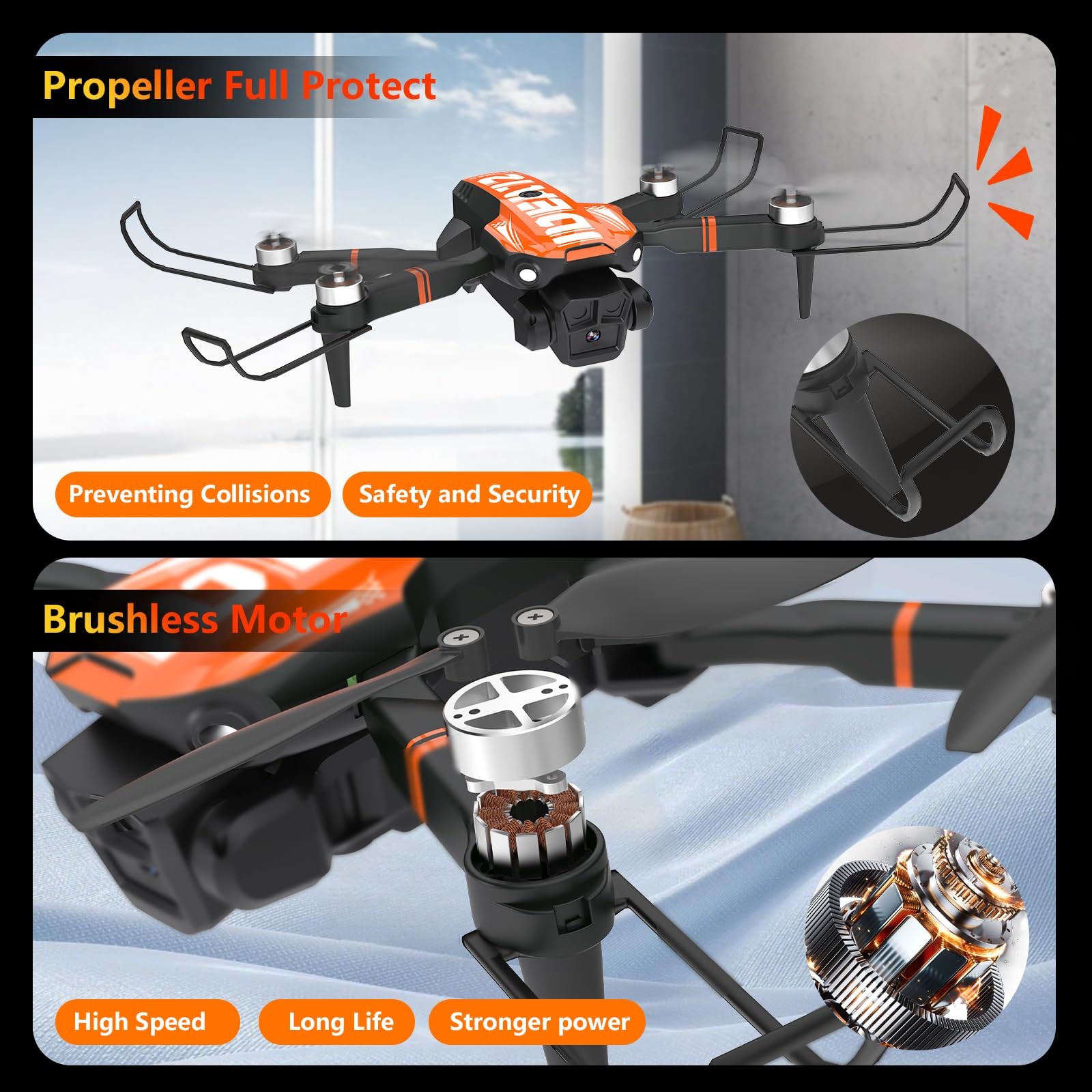 LE-IDEA GPS Drone with Camera for Adults, IDEA12GPS Orange