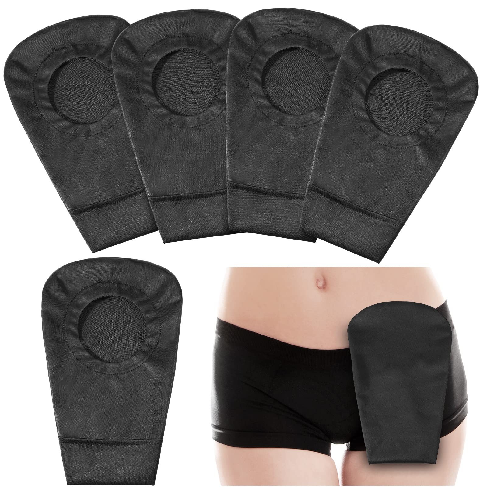 4 Pcs Black Ostomy Bag Cover Ostomy Pouch Cover Odor Control Stretchy Bag Was...