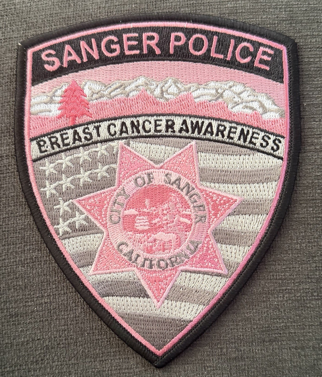 California Pink (Cancer Awareness) Patch. Sanger Police Dept.