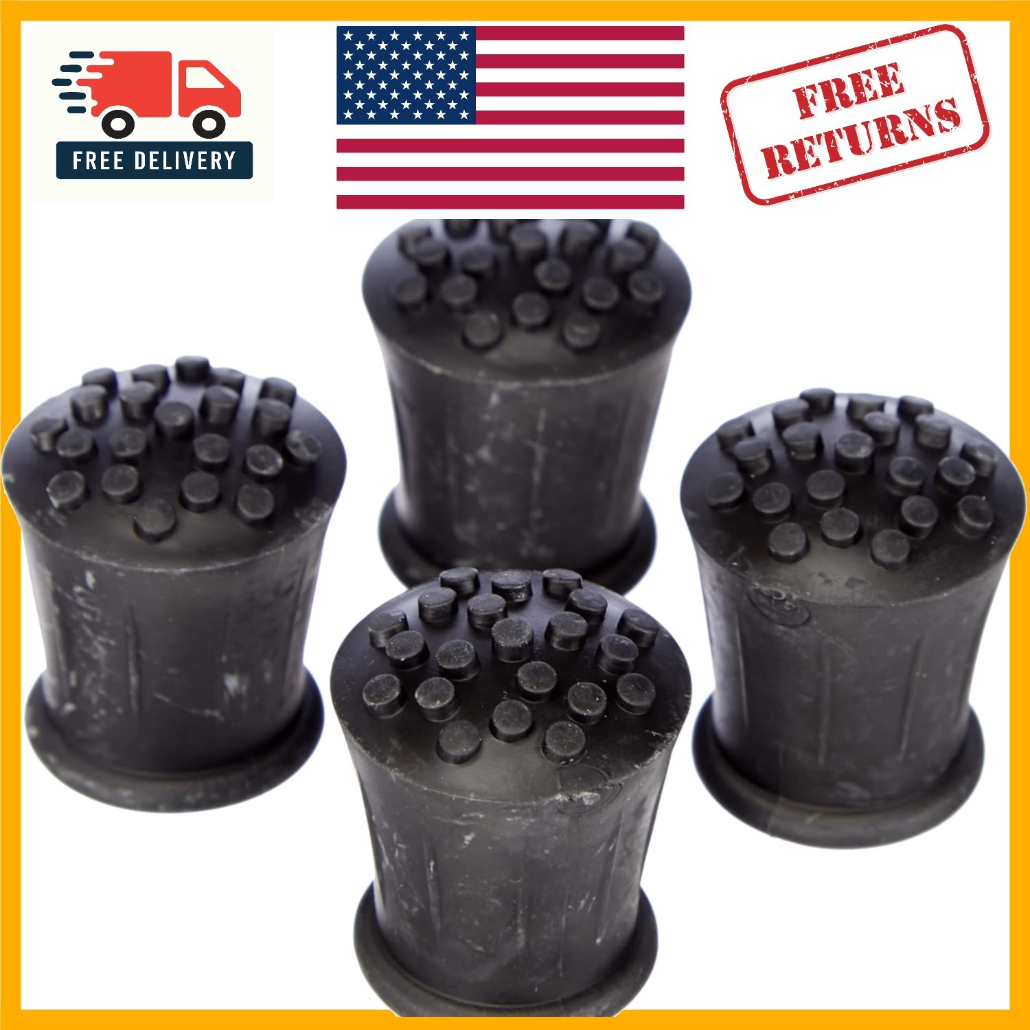 Non-Slip Heavy-Duty Rubber Ferrules for Walking Stick - Black, 19mm, Pack of 4