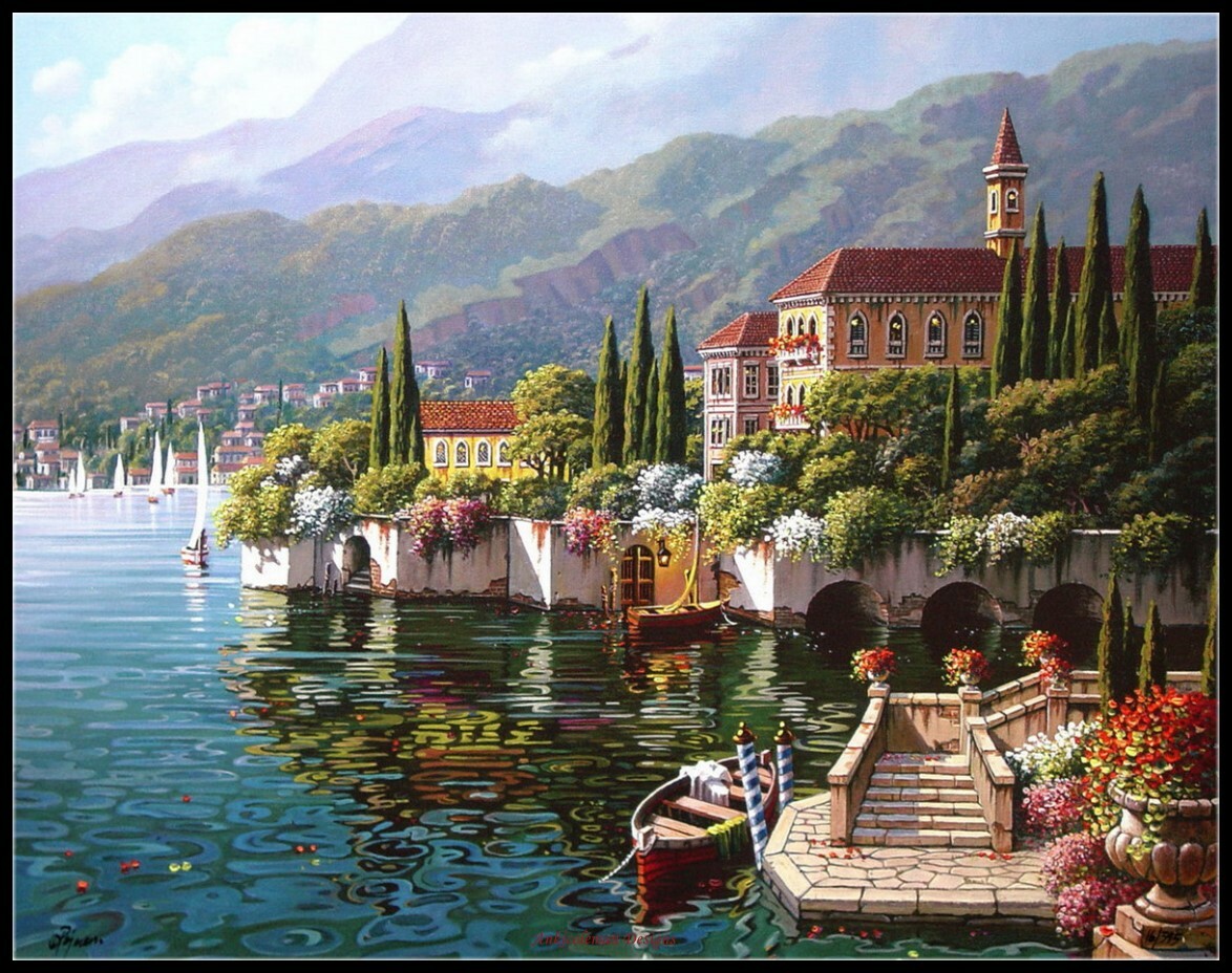 Varenna Reflections - DIY Chart Counted Cross Stitch Patterns Needlework 14 ct