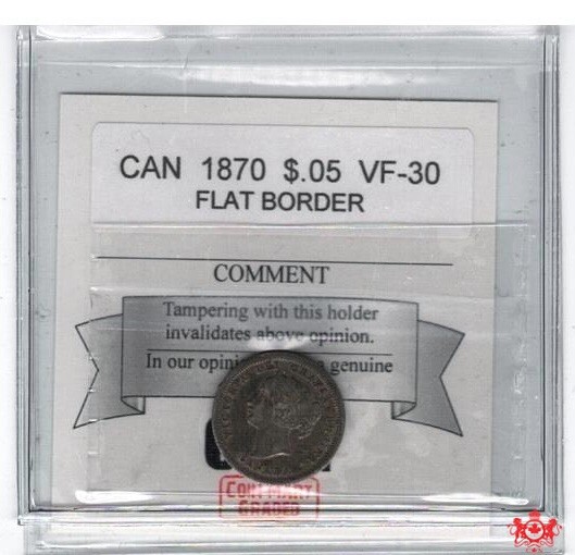 1870 Canada 5 Cents Flat Border - CMG VF30 -