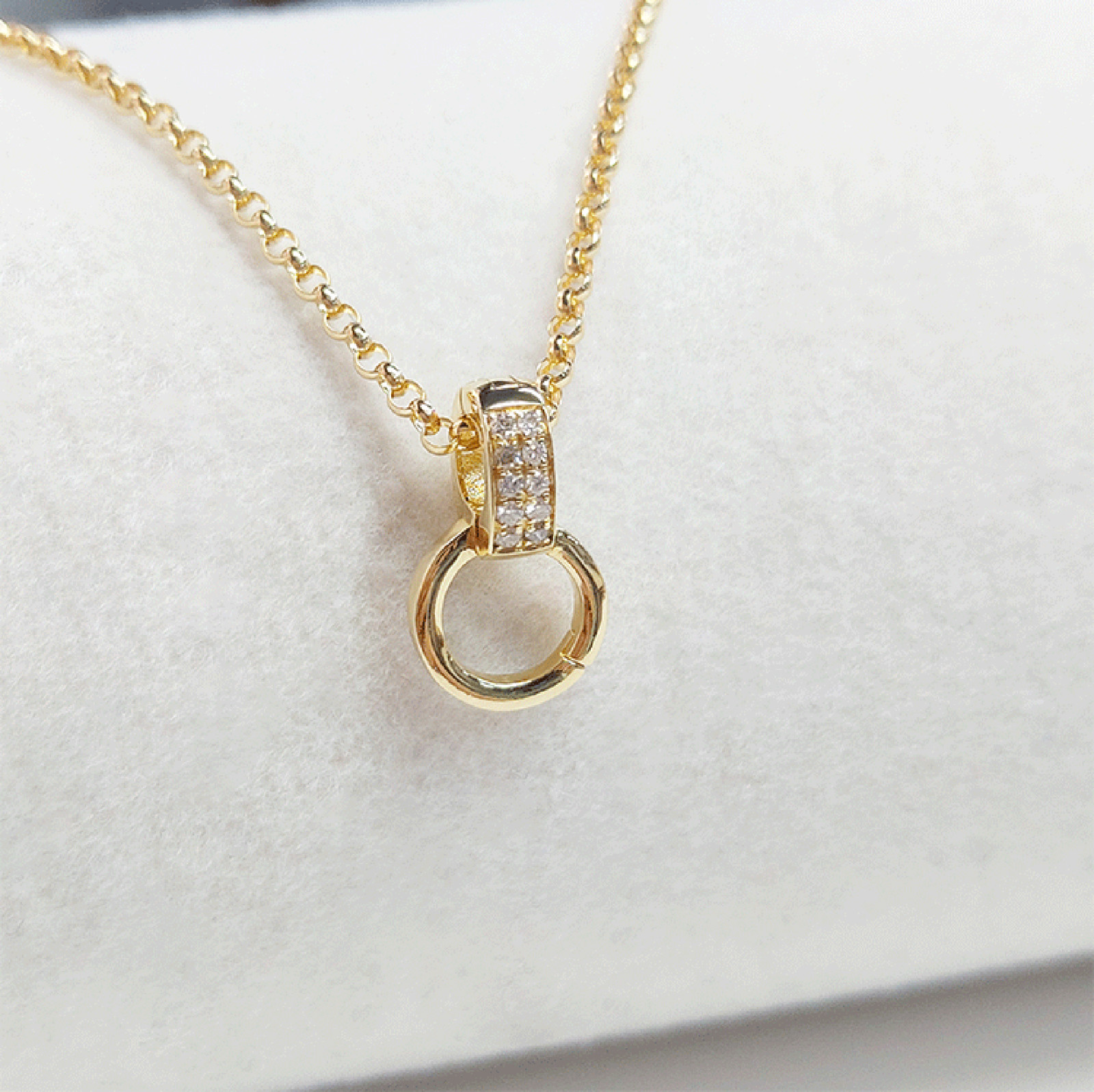 18K Solid Gold Diamond Pendant Clasp Bail Big Chain Connector Clasp Findings