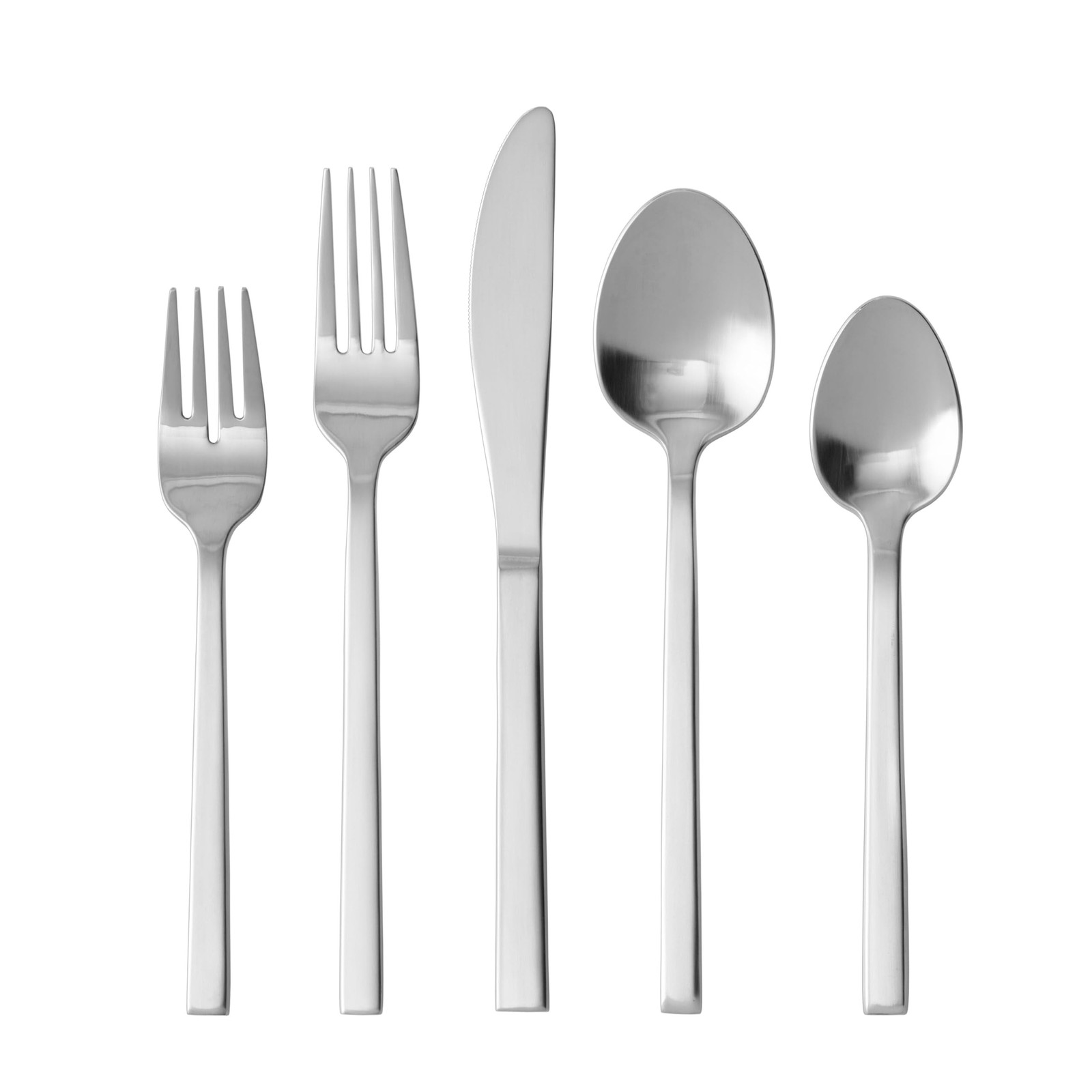 Eater x Zwiesel Fortessa Quadratto 18/10 Stainless Steel, 20 Piece Flatware S...