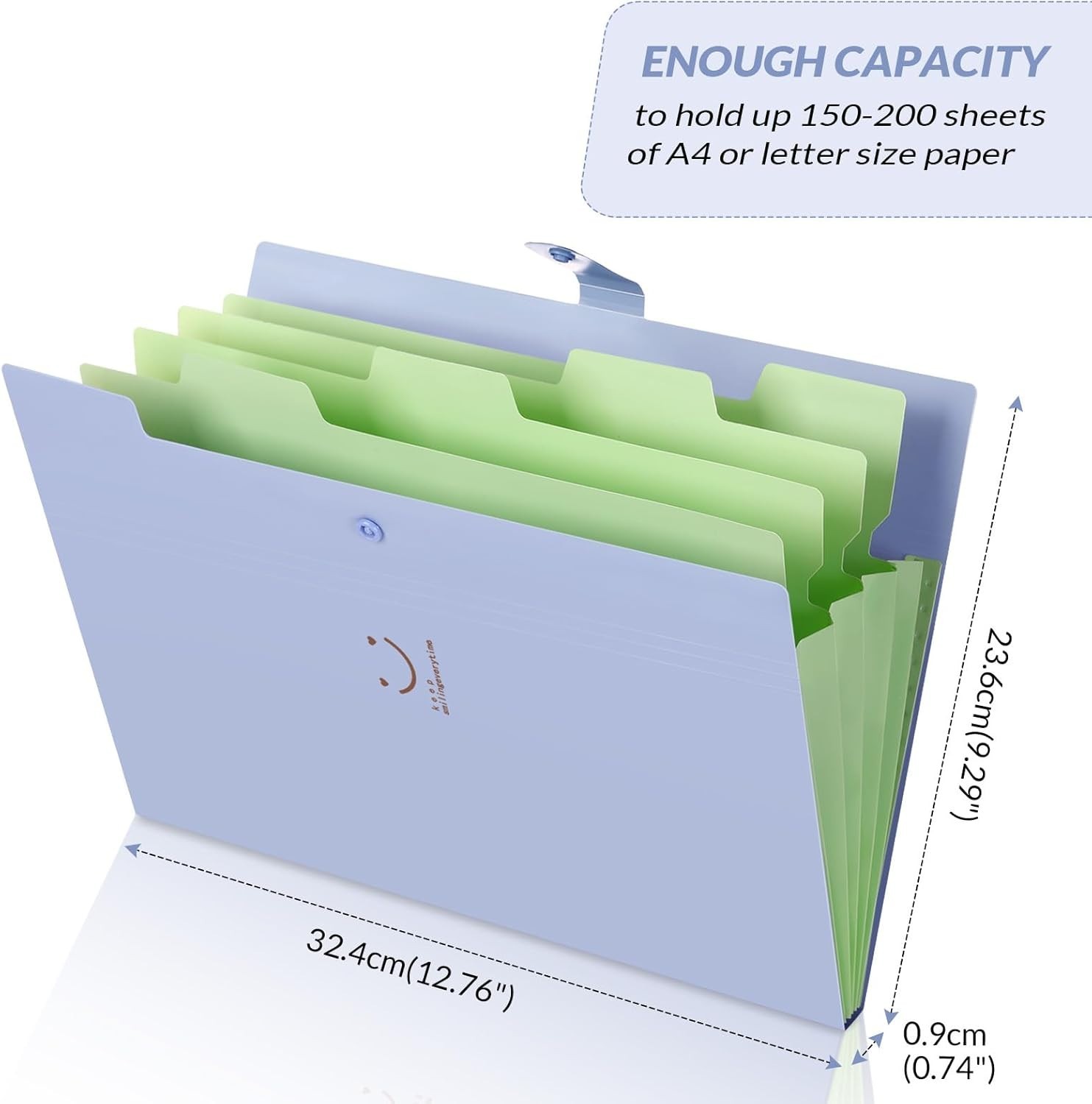 Lightweight & Portable Expanding File Folder with 5 Pockets - Purple Elegance