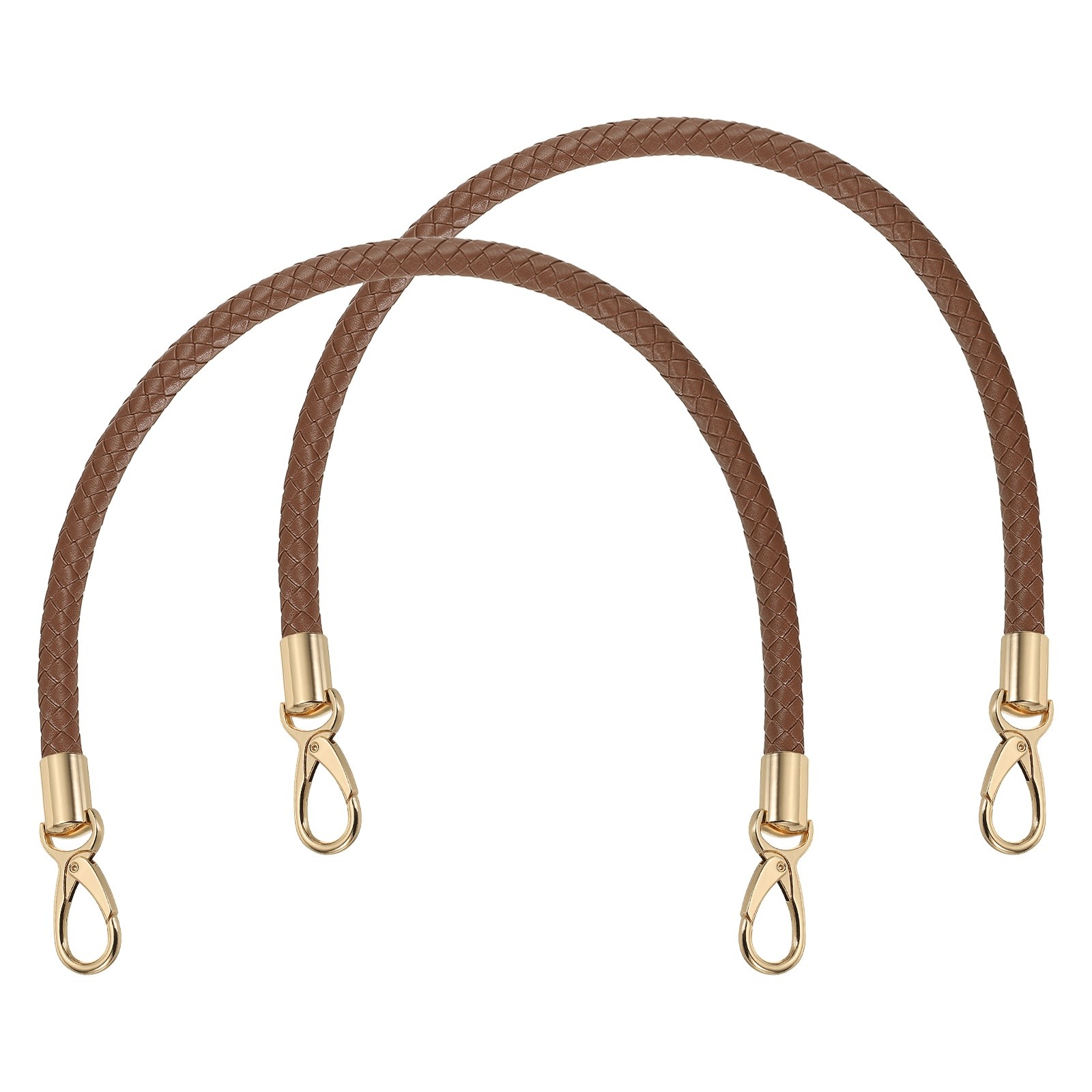 2Pcs Braided Purse Strap 65cm 25.6" Strap Coffee(Light Gold Buckle)