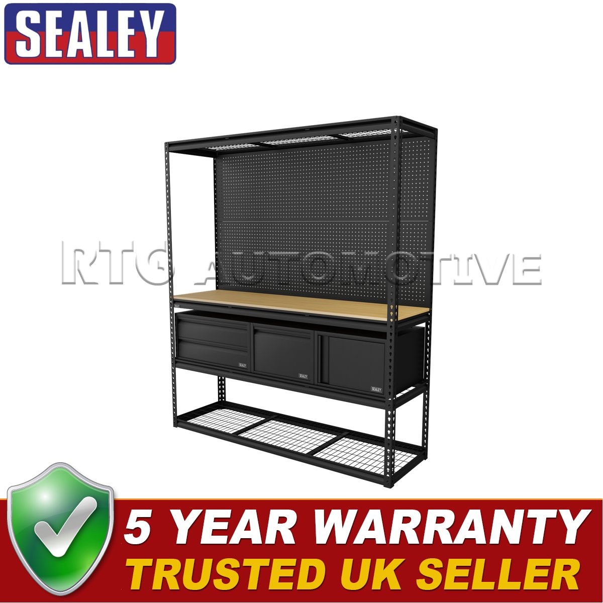 Sealey Heavy-Duty Modular Workbench & Racking Kit with 3 Storage Units