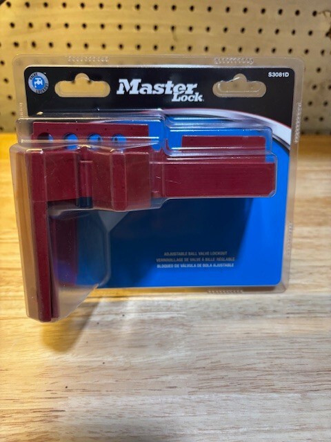 NEW Master Lock Adjustable Ball Valve Lockout, Clamp On, For 1/4 Turn Handles