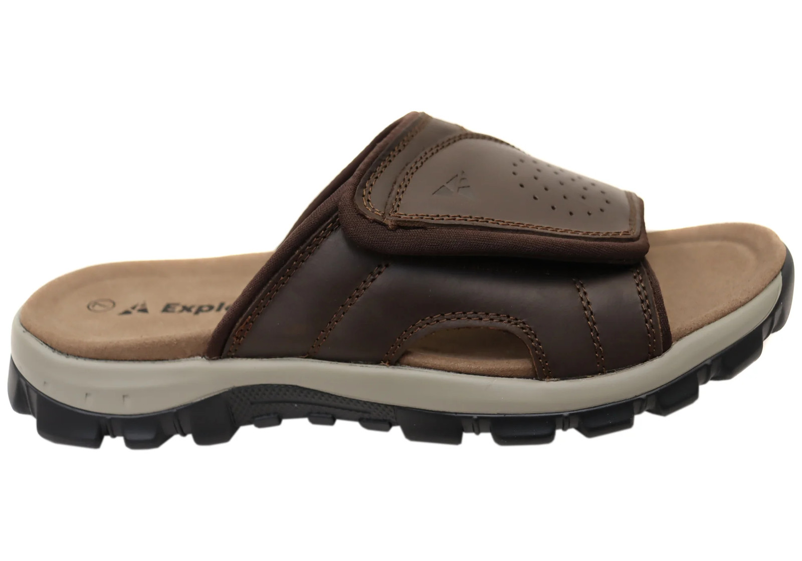 Explorer Jacob Mens Comfortable Leather Slides Sandals