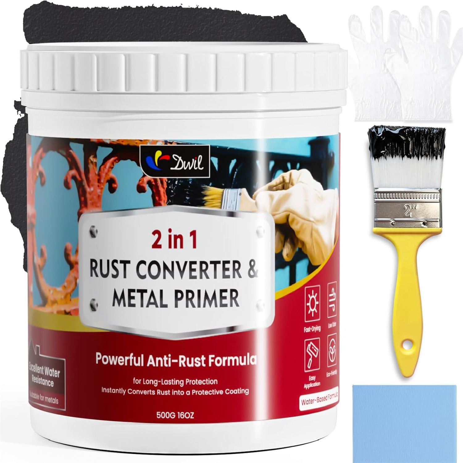 DWIL Rust Converter for Metal, 2 in 1 High-Flow Fluidity Metal Paint, Converts R