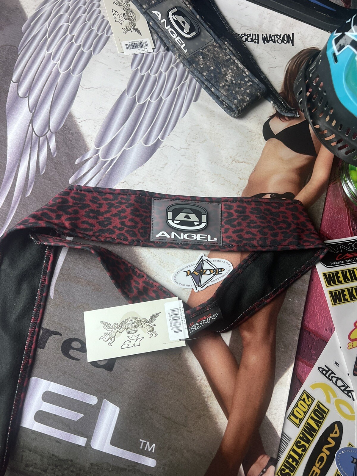 WDP Angel Paintball Headband - Red Cheetah - Vtg, New Oldstock - hormesis