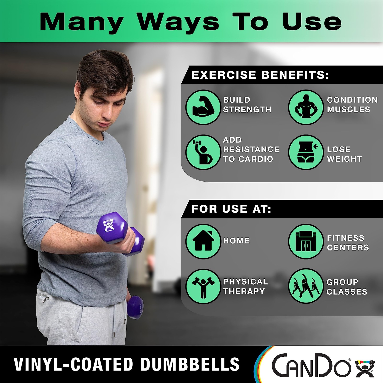 CanDo Vinyl Coated Dumbbells Single 3 Pound