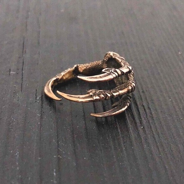 Solid Bronze Unisex Raven Claw Ring Crow Bird Talon Fashion 002