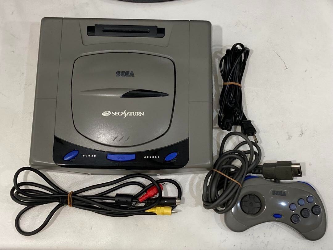 SEGA Saturn Console Gray HST-3210 Cable Tested USED SET JAPAN Ready to play