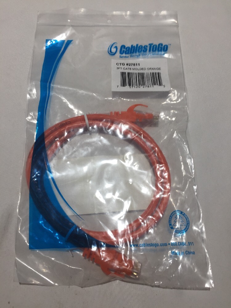 Cables To Go 27811 3 foot Cat6 Molded Orange Patch Network Cable CTG