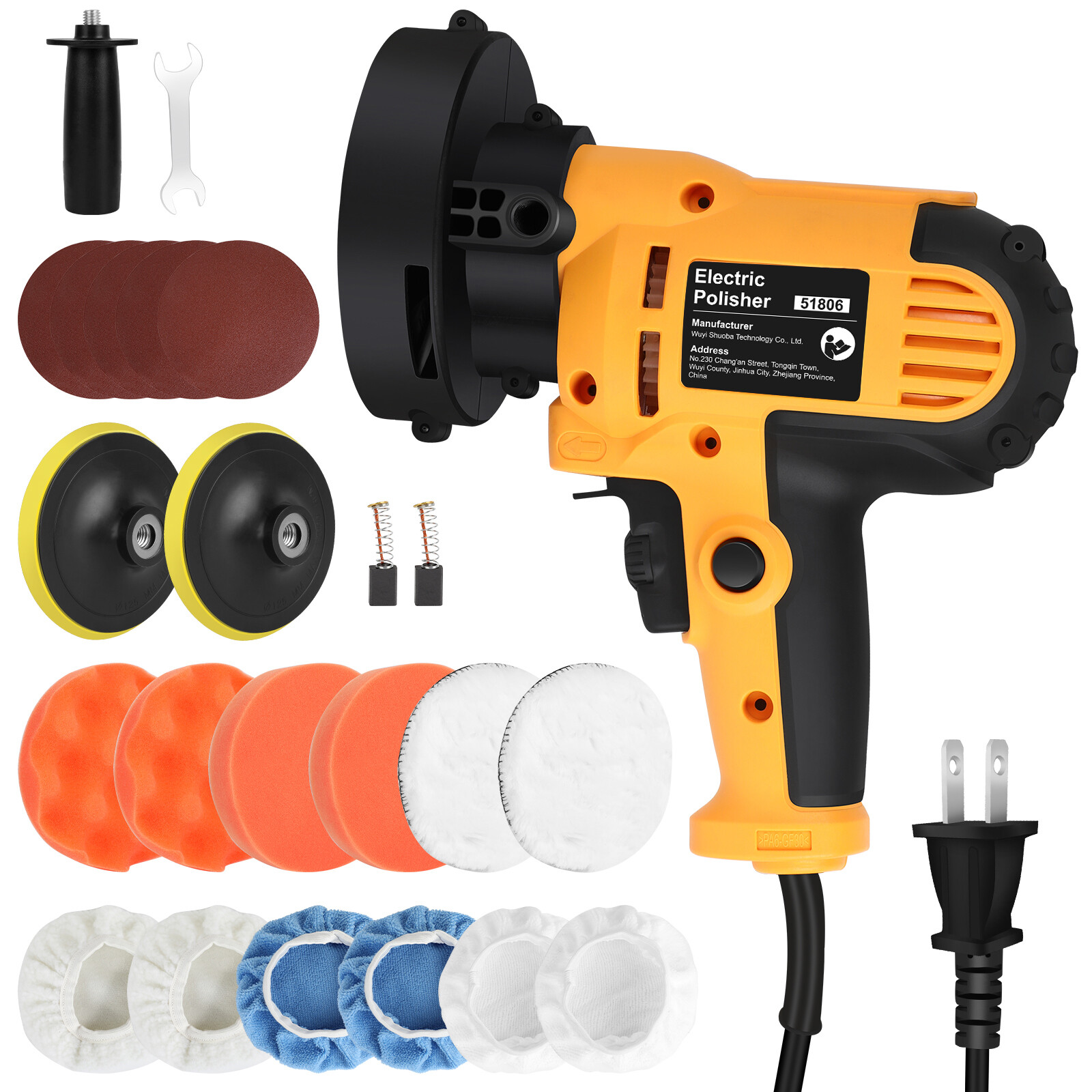 Electric Polisher Buffer Sander Car Polishing Machine 5" 7" Buffing Sponge Kit