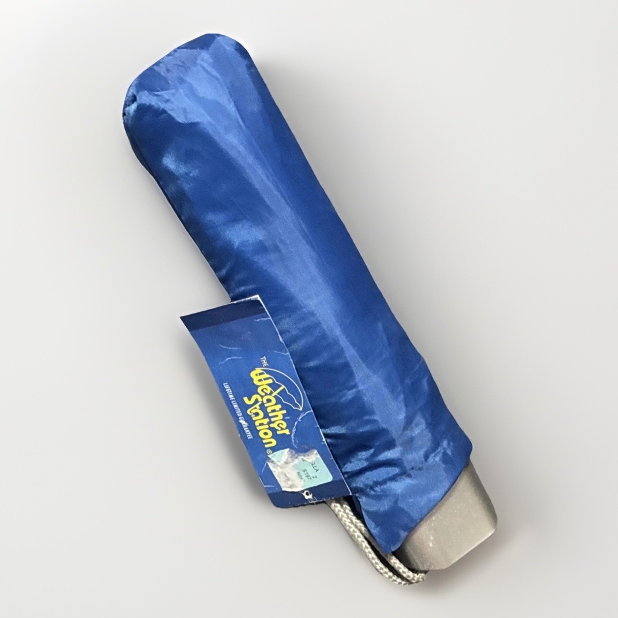 Compact Automatic Blue Umbrella w/ Matching Sleeve for Storage & Wrist Strap