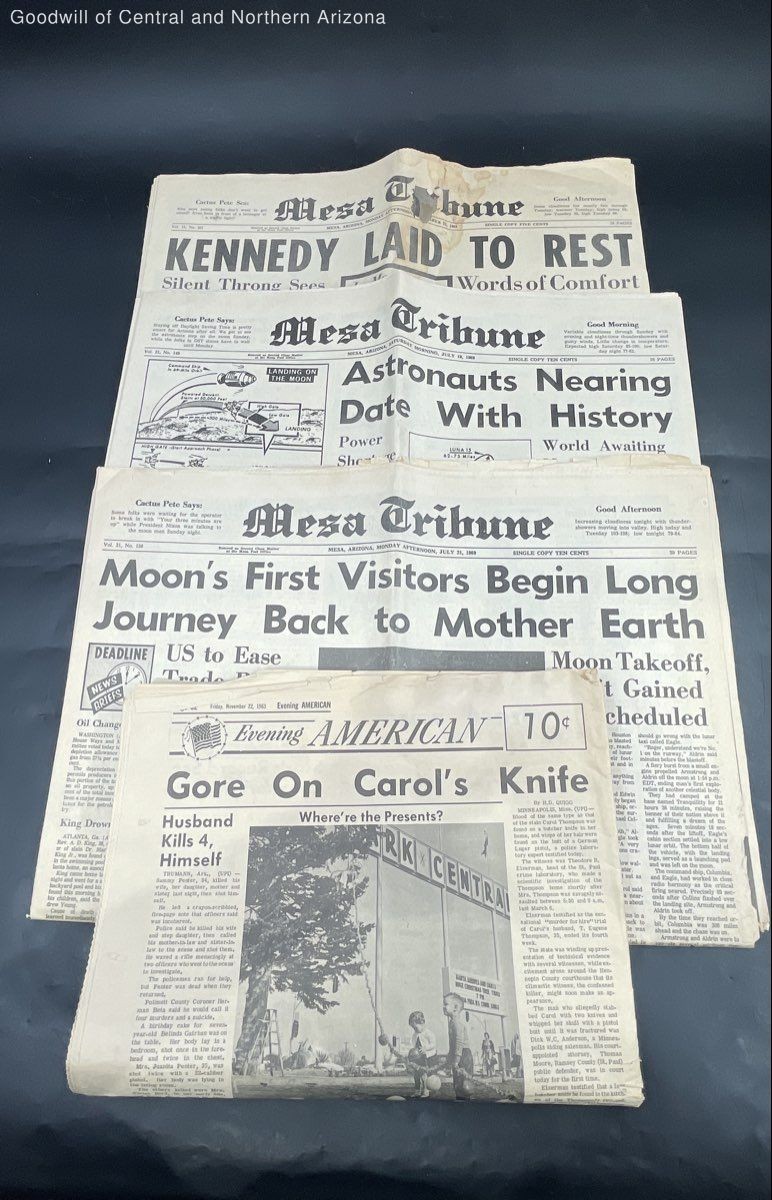 Lot Of 5 Mesa Tribune Newspaper Regarding JFK Death & More From 1963 & 1969