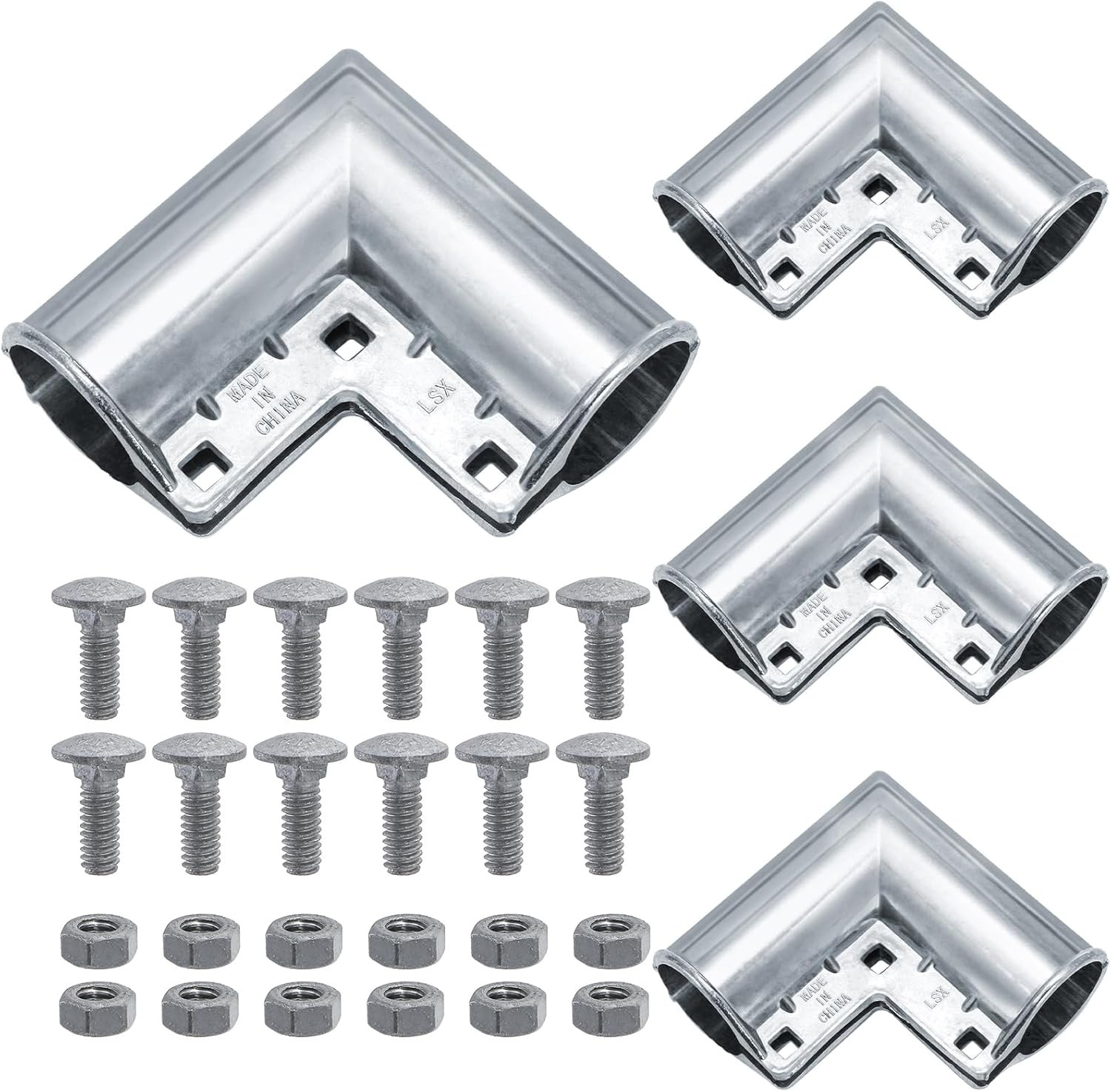 4 Pack Chain Link Fence Gate Corners 1-3/8, Aluminum Gate Elbow with Bolts, Pres