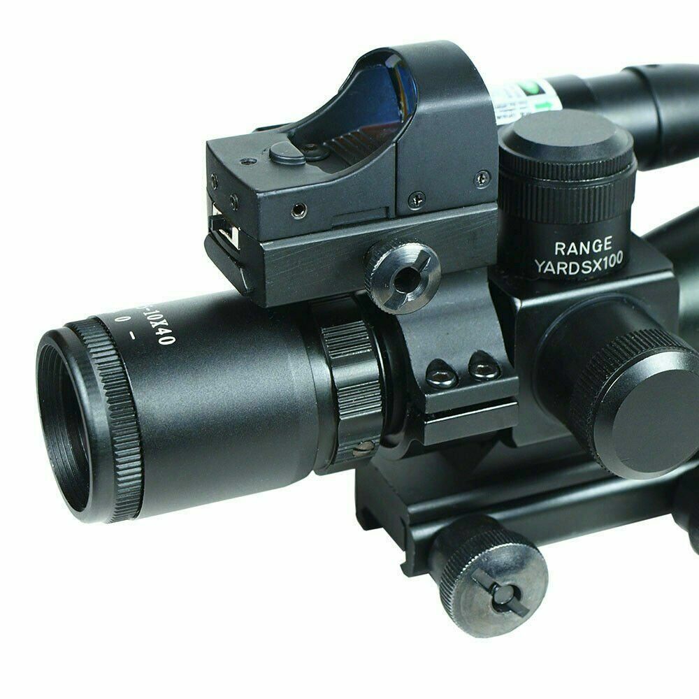 2.5-10X40 Rifle Scope with Green Laser Mini Reflex 3 MOA Red Dot Sight