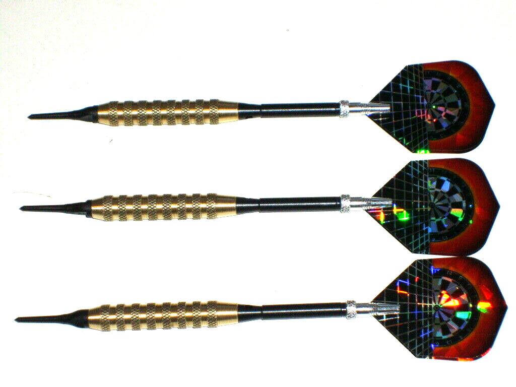 Soft Tip Darts, Used 17 Gram Brass with New Alum Spin Shafts and Flights #2011