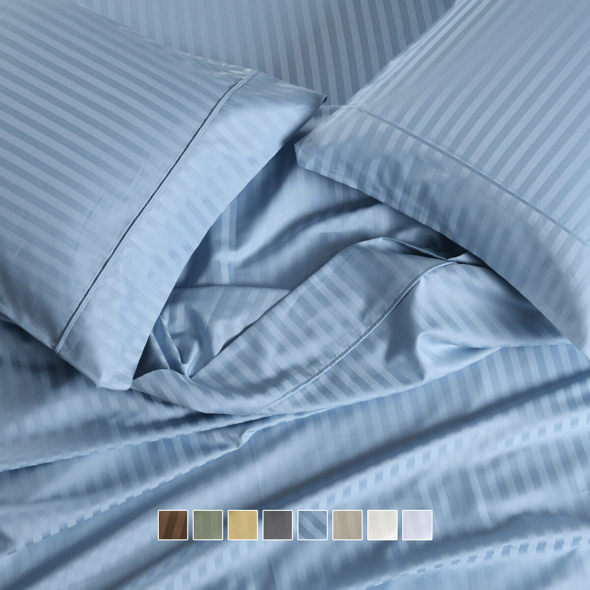 650 Thread Count Striped Bed Sheets Set Cotton Blend 15" Deep Pockets Sheets
