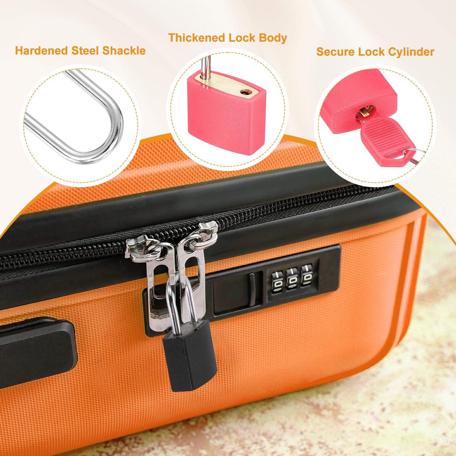 3 Pcs Padlock with Keys Shackle Waterproof Keyed Locks Pink