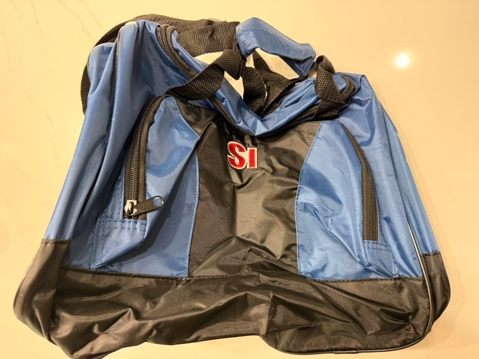 Vintage Sports Illustrated SI Gym Bag Blue Black Nylon Duffel New Old Stock 90s