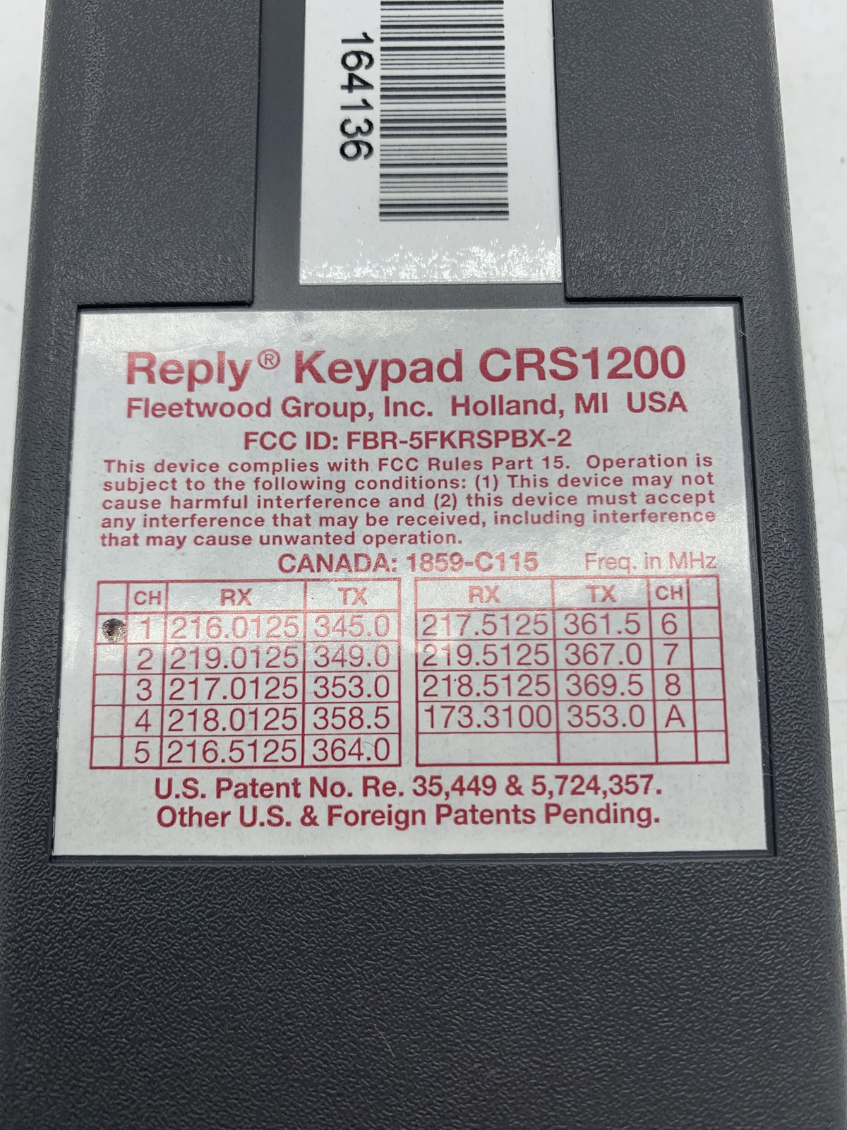 Reply Keypad CRS1200 Cordless Response System ~ FREE SHIPPING