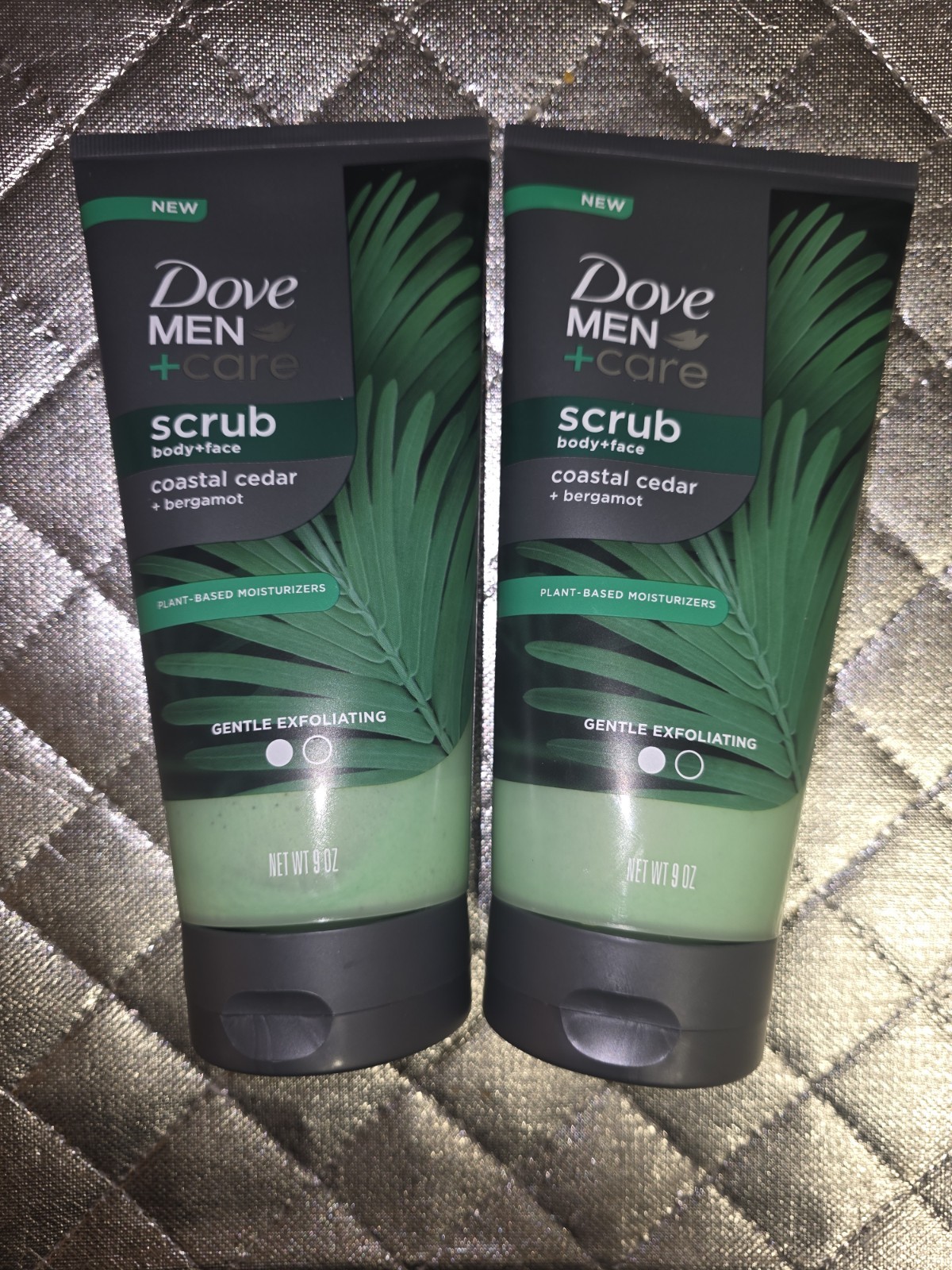 Dove Men+Care Exfoliating Body & Face Scrub for Men Coastal Cedar, 9 oz Lot Of 2
