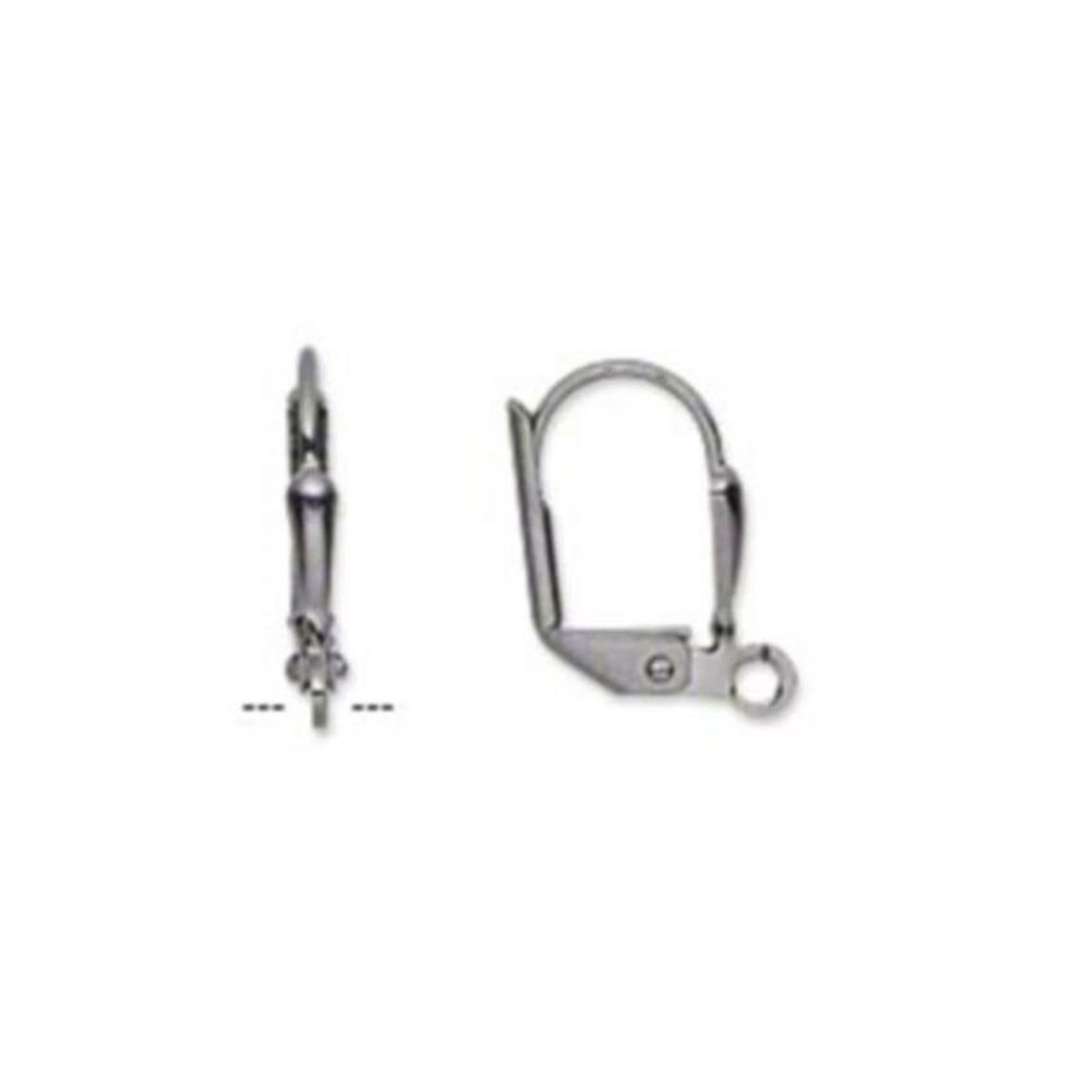 10 Gunmetal Black 16mm Leverback Earwires Earring Hooks Findings with Shield