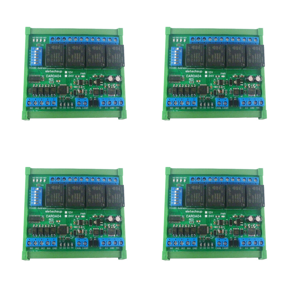 CAROA04 CAN/RS485 Dual Bus PLC IO Expansion 4DI 4DO  Relay Control Digital NPN