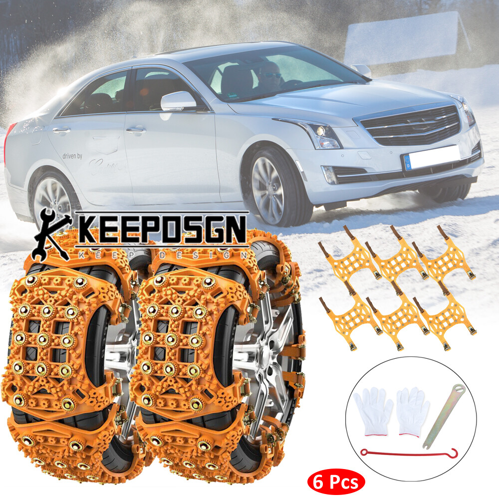 For Cadillac ATS 6PCS Car Wheel Snow Tire Chains Anti Skid Winter Emergency Safe