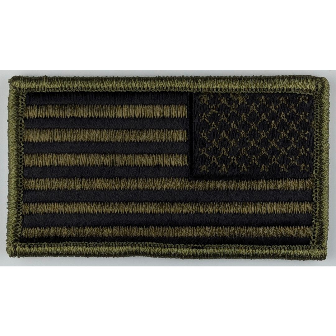 Reverse American Flag Patch - Subdued Olive Drab OD Green - Hook Tactical Patch