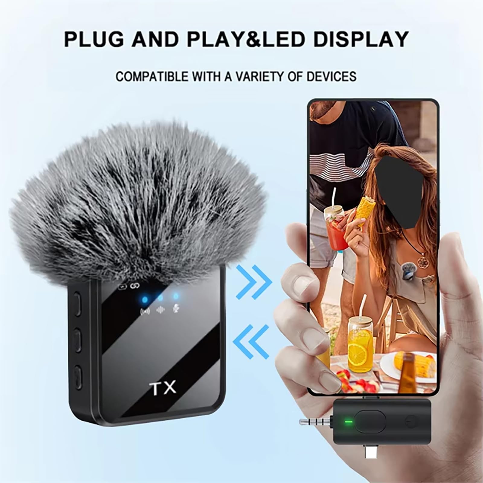 3-in-1 Mini Wireless Lavalier Microphone for iPhone, Android & Camera - Ideal...