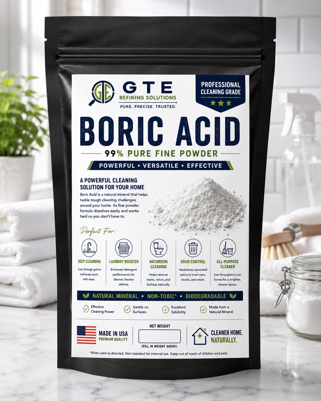 99% Boric Acid Powder - 2lb - Industrial Grade - Fine Powder Boric Acid